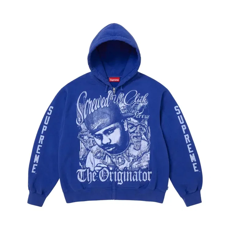 Толстовка на молнии с капюшоном Supreme x Dj Screw, синий