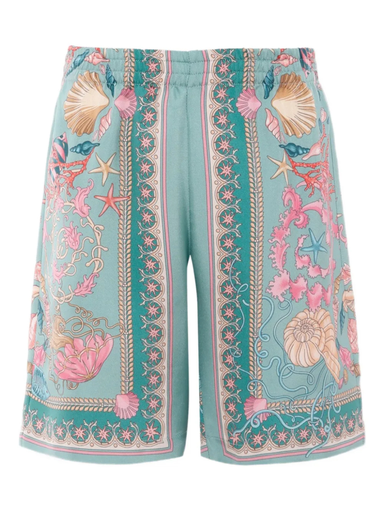 

Шорты Versace Kids из шелка с узором в виде ракушек, синий