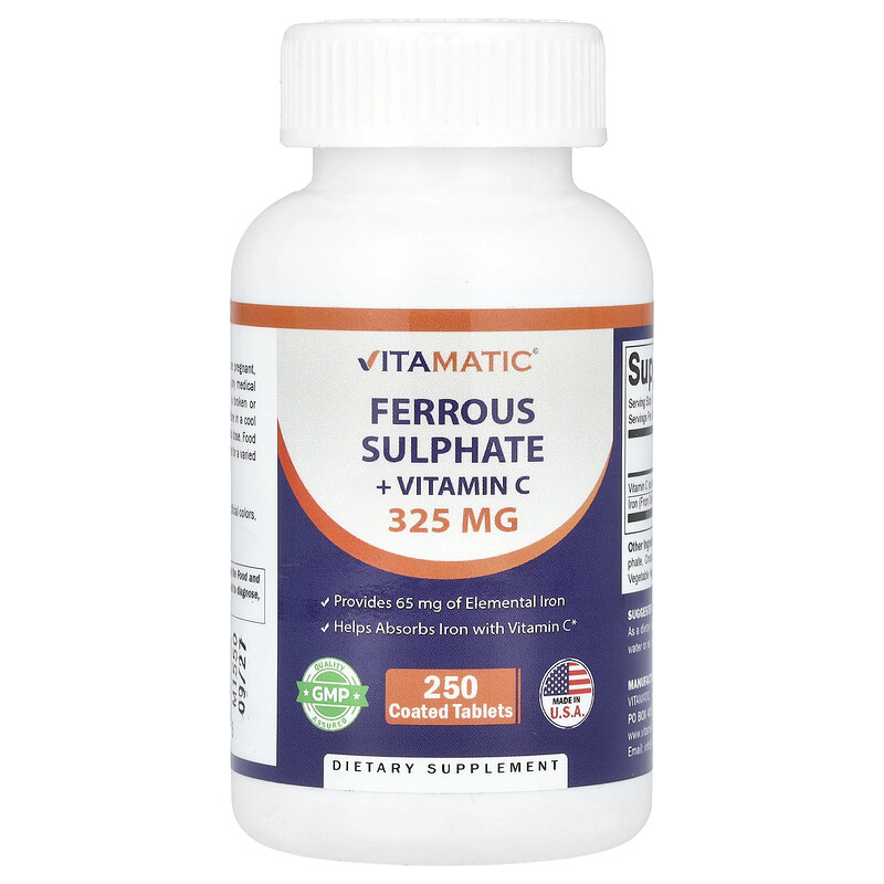 

Vitamatic, Сульфат железа + витамин C, 250 таблеток, покрытых оболочкой