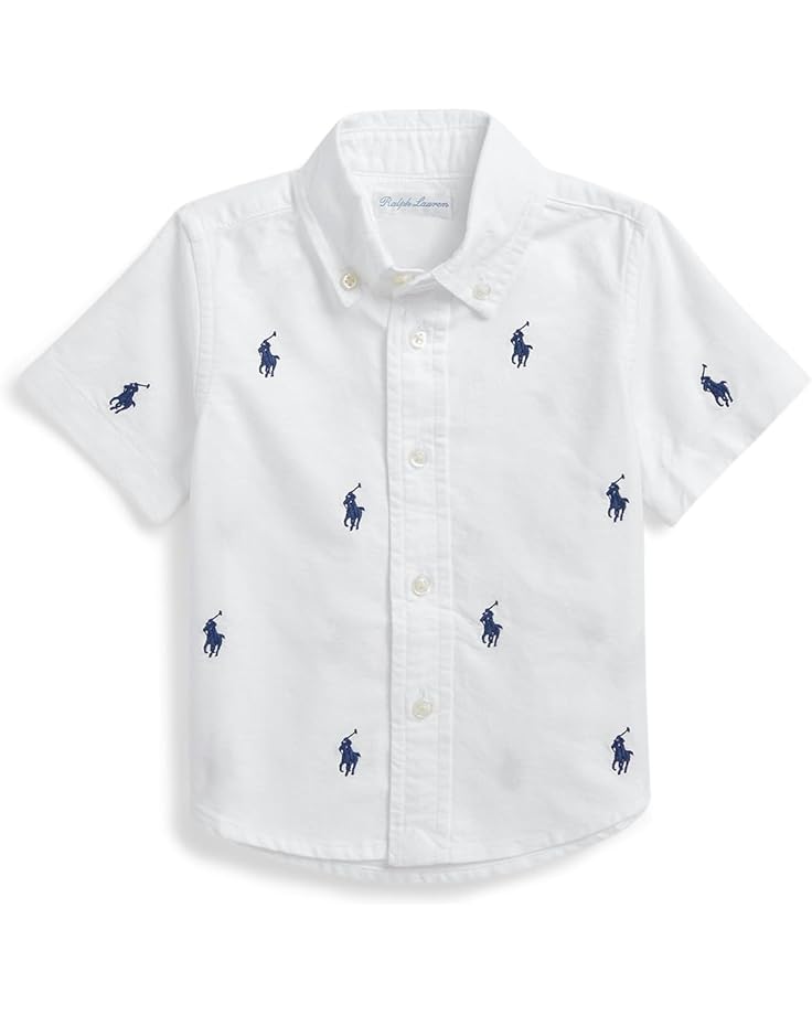 

Поло Polo Ralph Lauren Kids Polo Pony Oxford Short Sleeve Shirt, цвет White/Navy
