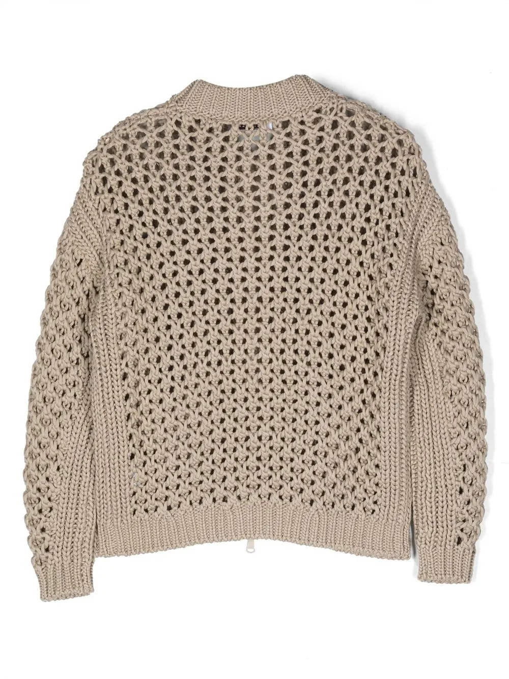 Кардиган в технике кроше Brunello Cucinelli Kids, нейтральный — фото 2