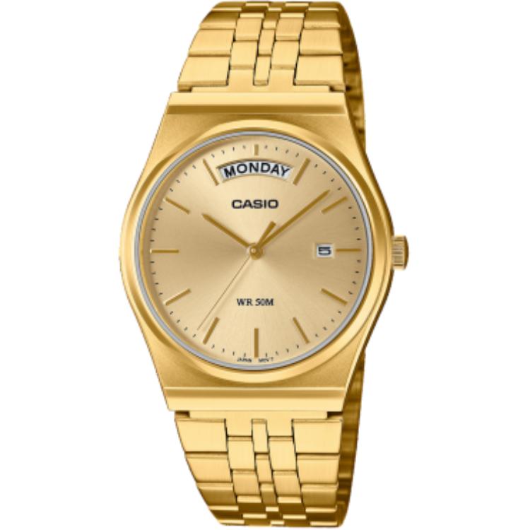 

Кварцевые часы с нержавеющим стальным ремешком унисекс с золотым циферблатом CASIO, золотой Dial