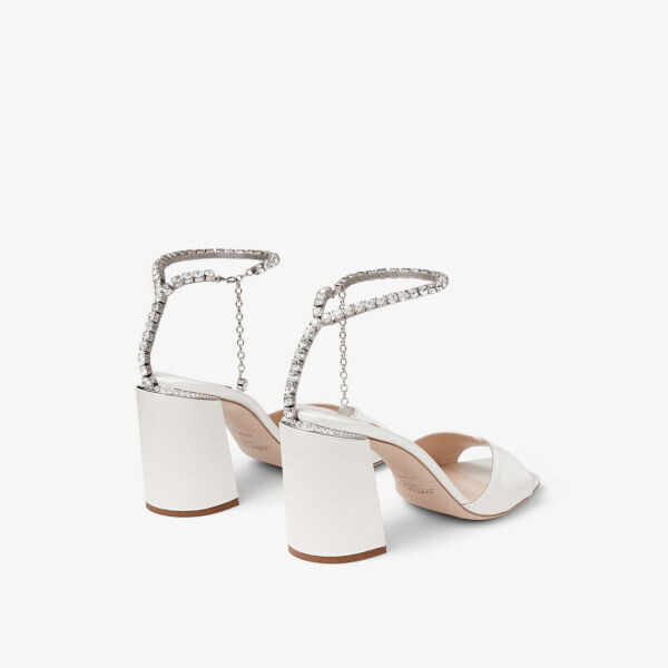 Атласные босоножки на каблуке saeda 85 с кристаллами Jimmy Choo, белый — фото 4