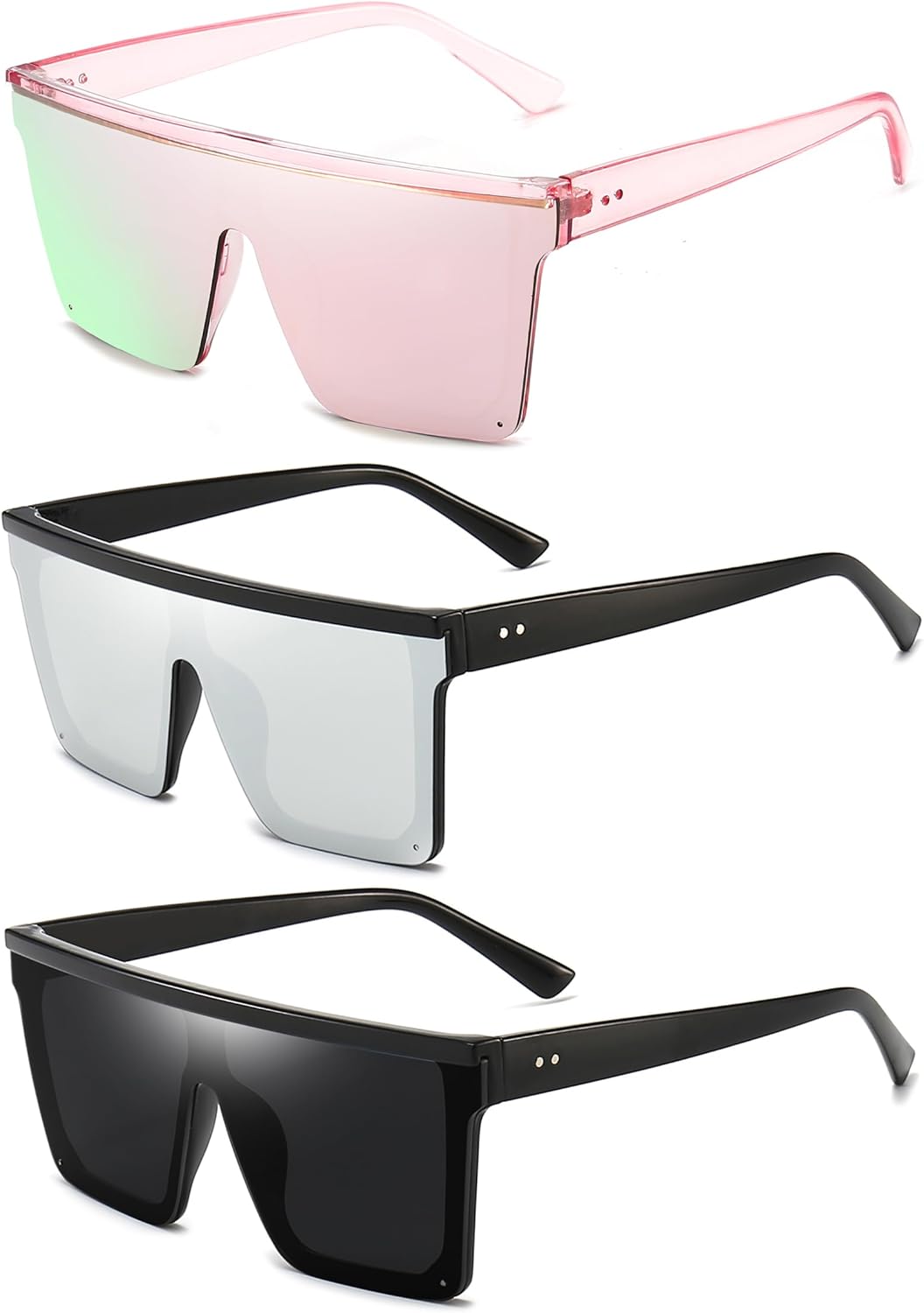 

Солнцезащитные очки Dollger Square Oversized для женщин и мужчин, модные, с плоской верхней частью, в большой черной оправе, Black and Mirrored Silver and Mirrored Pink