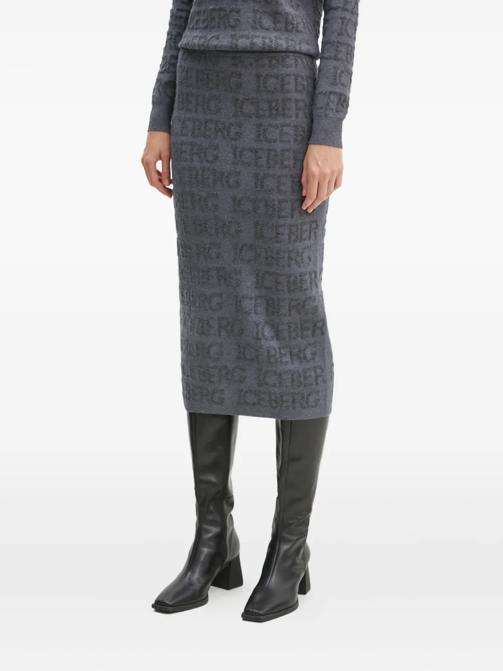 

Юбка миди с логотипом Iceberg, серый