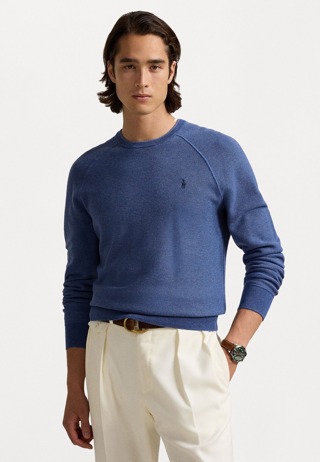 

Джемпер TEXTURED COTTON CREWNECK SWEATER Polo Ralph Lauren, синий