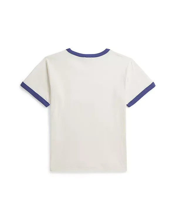 Футболка с логотипом и контрастной отделкой Ralph Lauren, White — фото 2