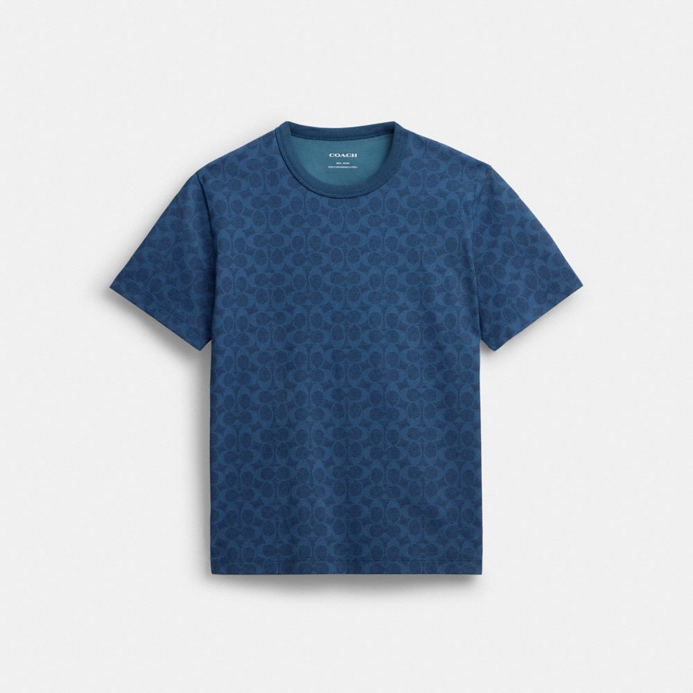 

Футболка Coach All Over Signature T Shirt, цвет Navy Multi