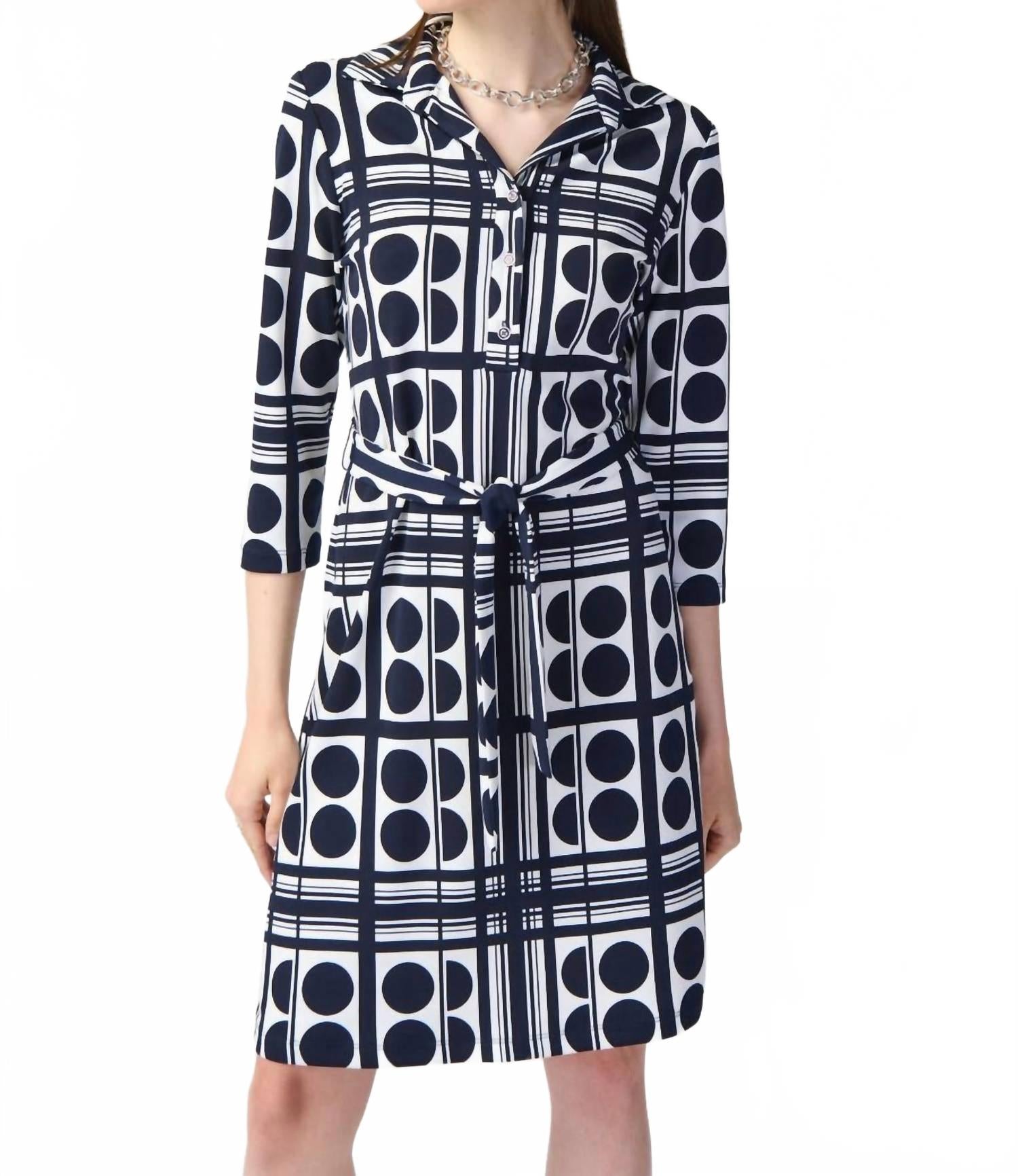 

Геометрическое платье-рубашка в цвете "полуночный синий/ваниль" Joseph Ribkoff