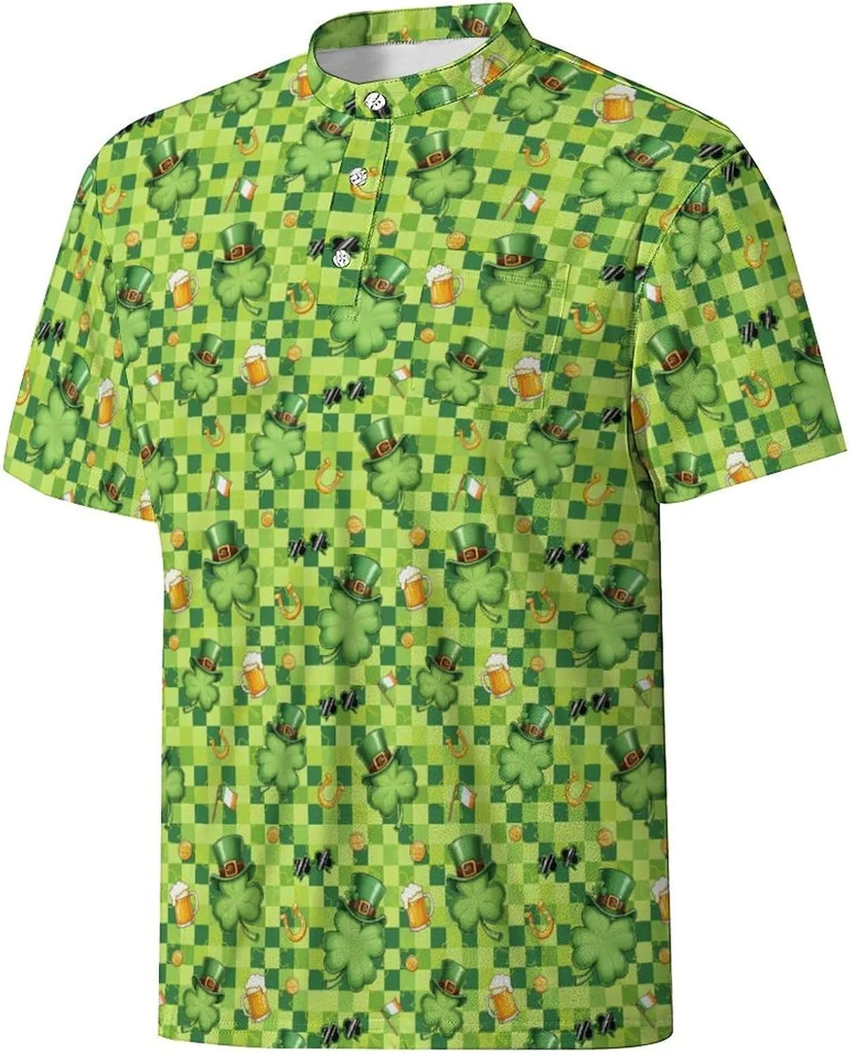 

Мужская футболка хенли с коротким рукавом и планкой Feim-AO