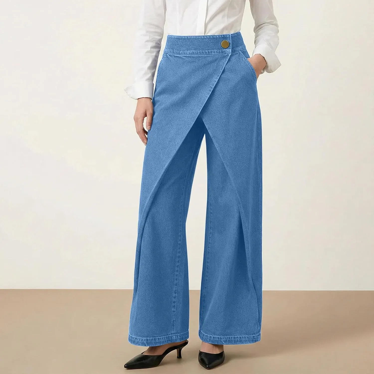 Джинсы с высокой талией, Wide Leg, Light Blue — фото 3