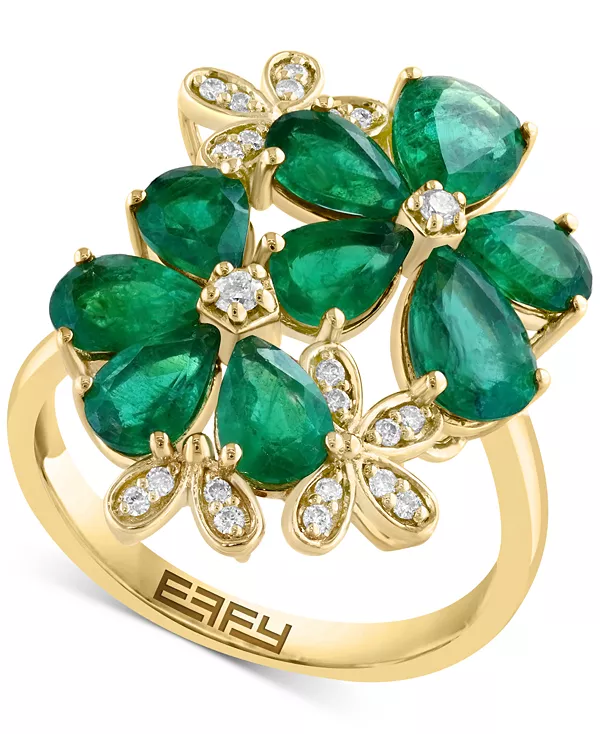 

Кольцо с бриллиантами (1/6 карата) и изумрудами (3-3/4 карата) из 14-каратного желтого золота Effy Collection, emerald