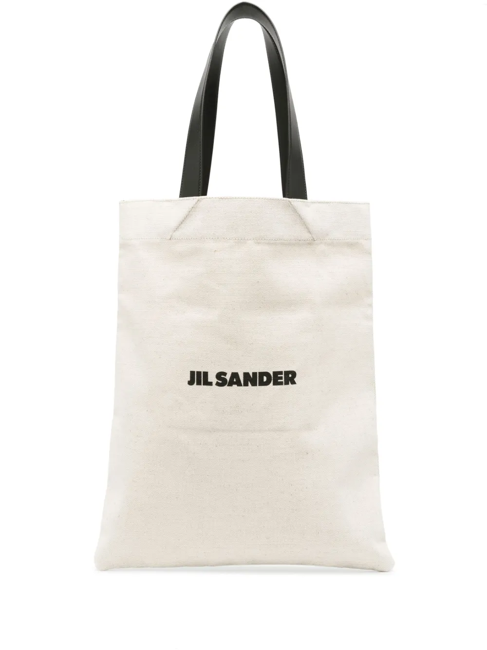 

Сумка-тоут из канваса с логотипом JIL SANDER, нейтральный