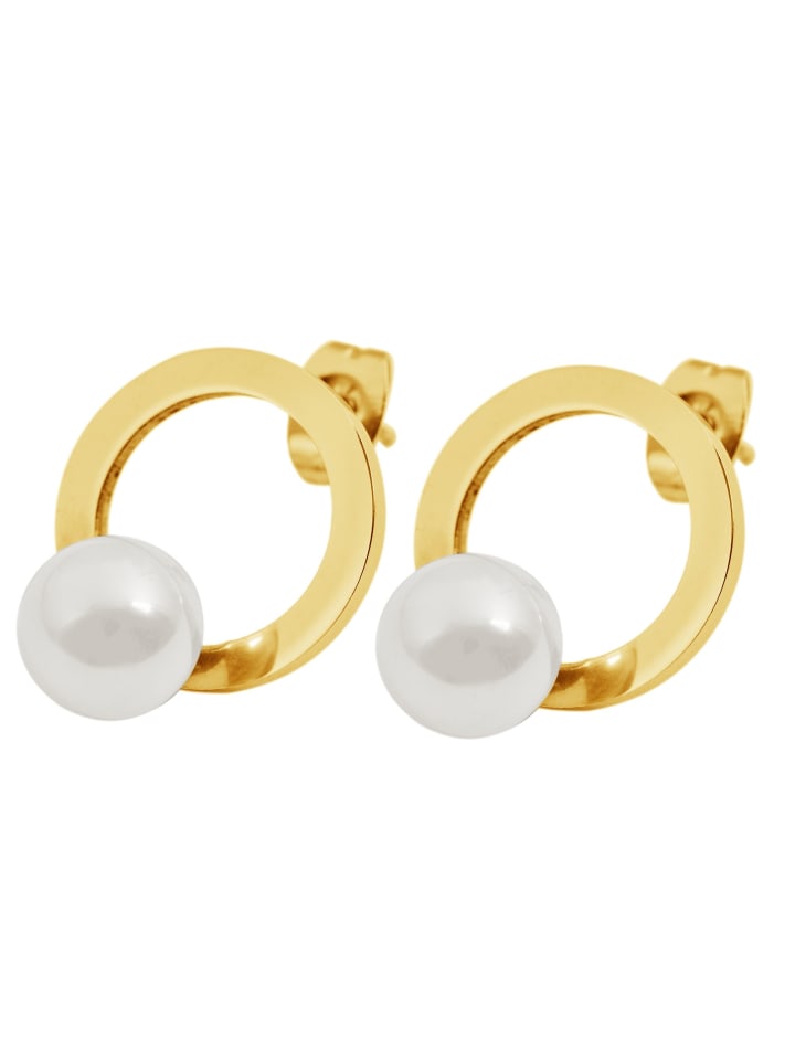 

Adeliás Женские серьги - серьги-гвоздики из нержавеющей стали с золотой жемчужиной