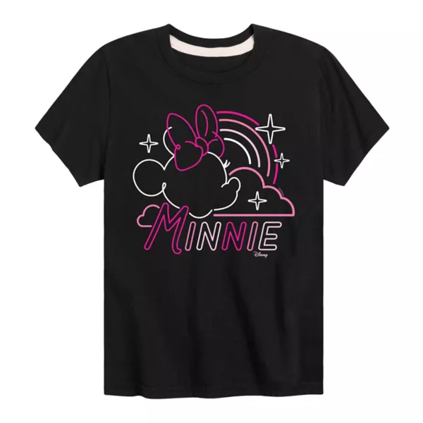 

Футболка для мальчиков 8-20 лет с неоновым радужным принтом Minnie Mouse Disney, черный
