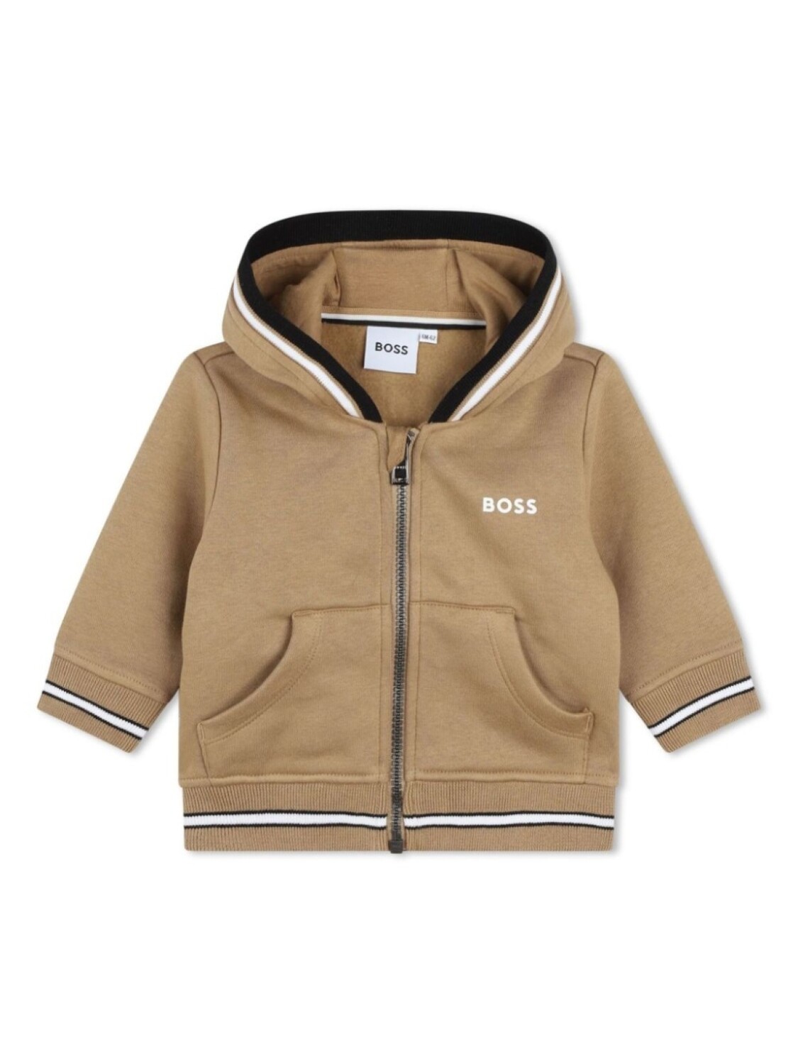 

BOSS Kidswear худи на молнии с вышитым логотипом, нейтральный цвет