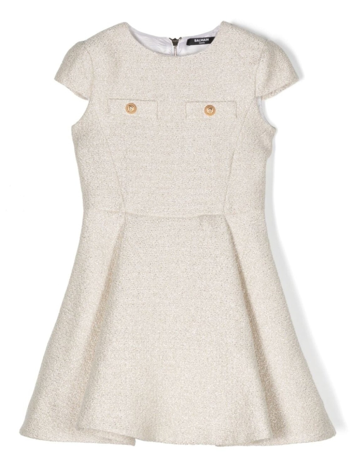 

Balmain Kids платье мини с эффектом металлик, нейтральный цвет