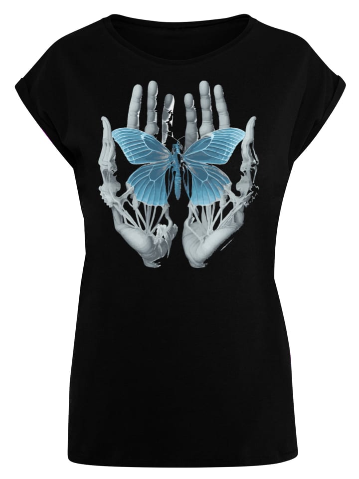 

Черная футболка с изображением рук скелета и бабочки F4NT4STIC, Черный, Черная футболка с изображением рук скелета и бабочки F4NT4STIC