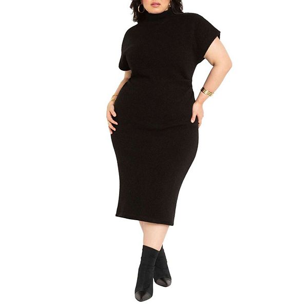 

Женское платье-свитер с коротким рукавом plus size Eloquii, Black Onyx