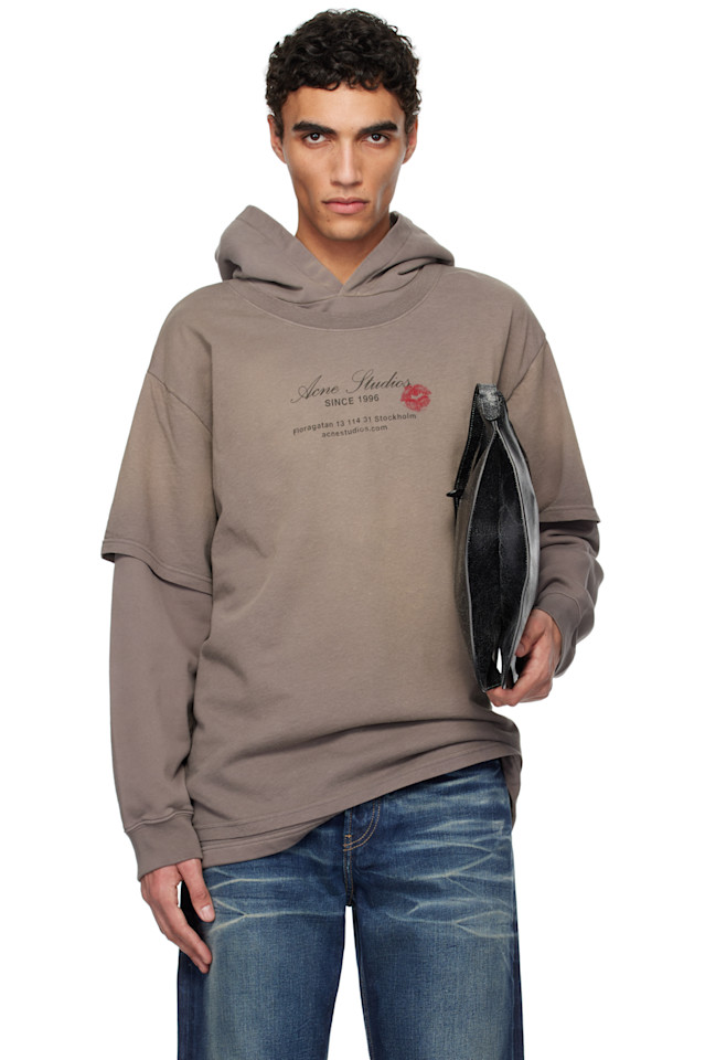 

Двухслойный худи Acne Studios, серый