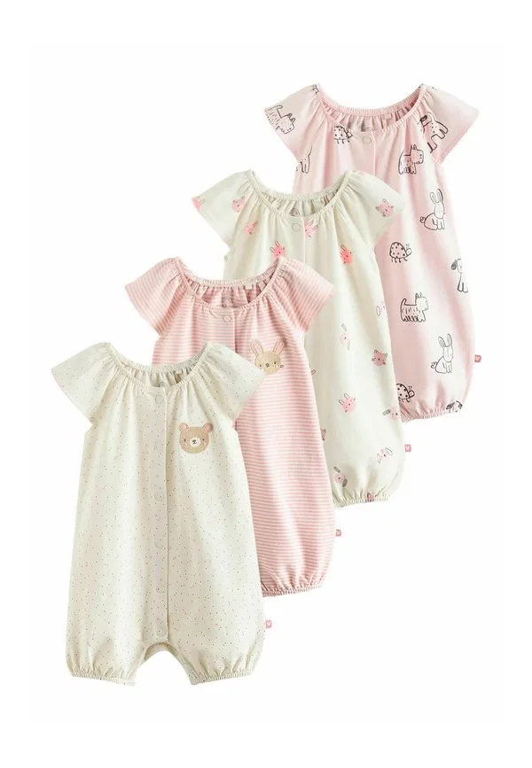 4 комбинезона в упаковке Next, Pink Character All Over Printed Button Through