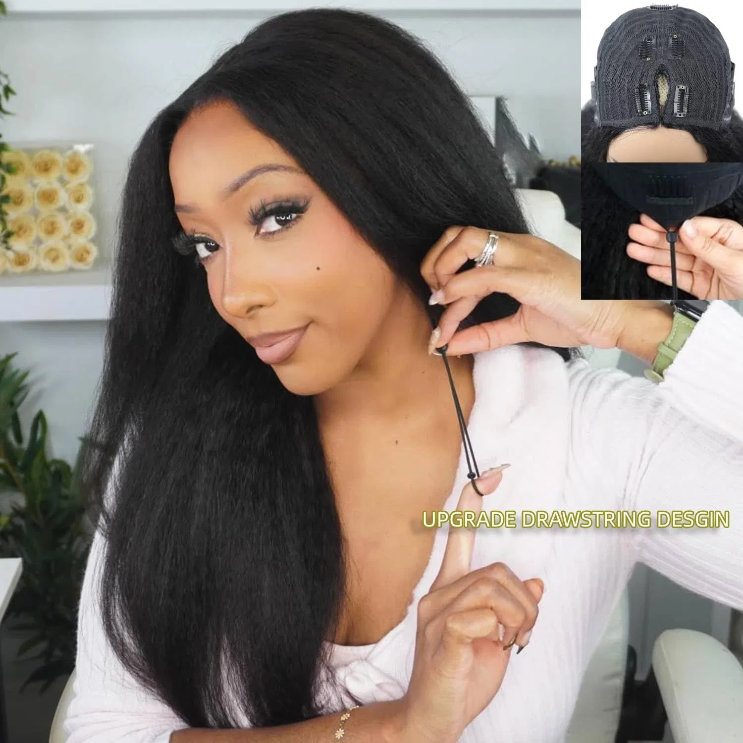 Женский парик V Part Kinkystraight из натуральных волос Aiqi Hair — фото 3