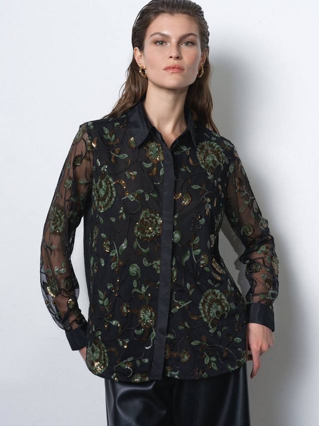 

Roshene блузка с металлическим принтом в цветочек French Connection