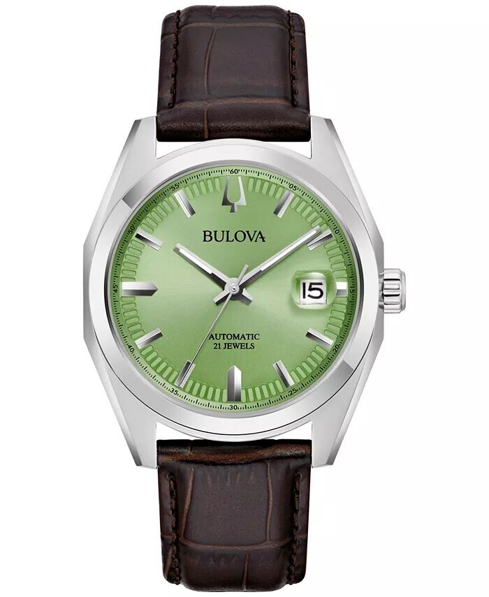 

Мужские автоматические часы Surveyor с коричневым кожаным ремешком, 39 мм Bulova, коричневый