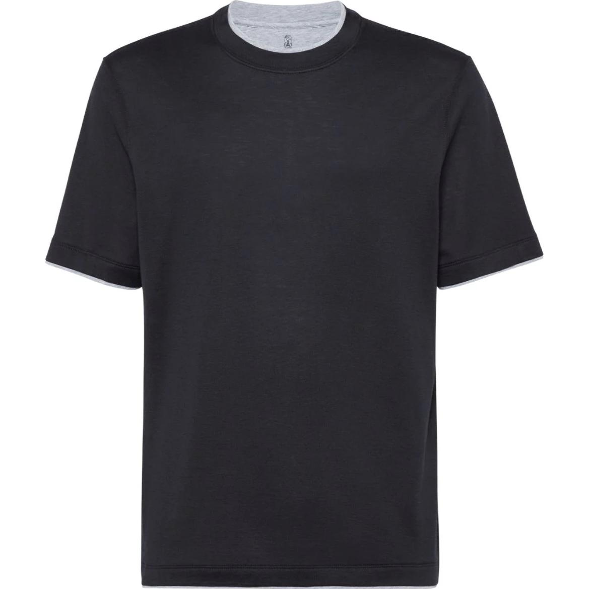 

Футболка с круглым вырезом и прямым подолом Brunello Cucinelli, черный