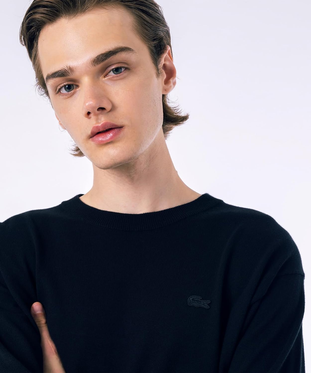 Футболка LACOSTE Мужская футболка с длинным рукавом из высокоэластичного хлопкового трикотажа, черный — фото 3