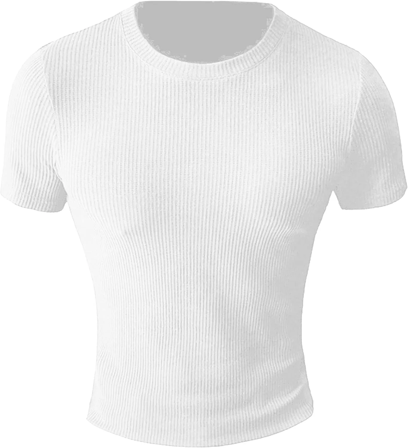 

Мужской свитер с круглым вырезом и коротким рукавом, полосатый, slim fit Maiyifu-GJ