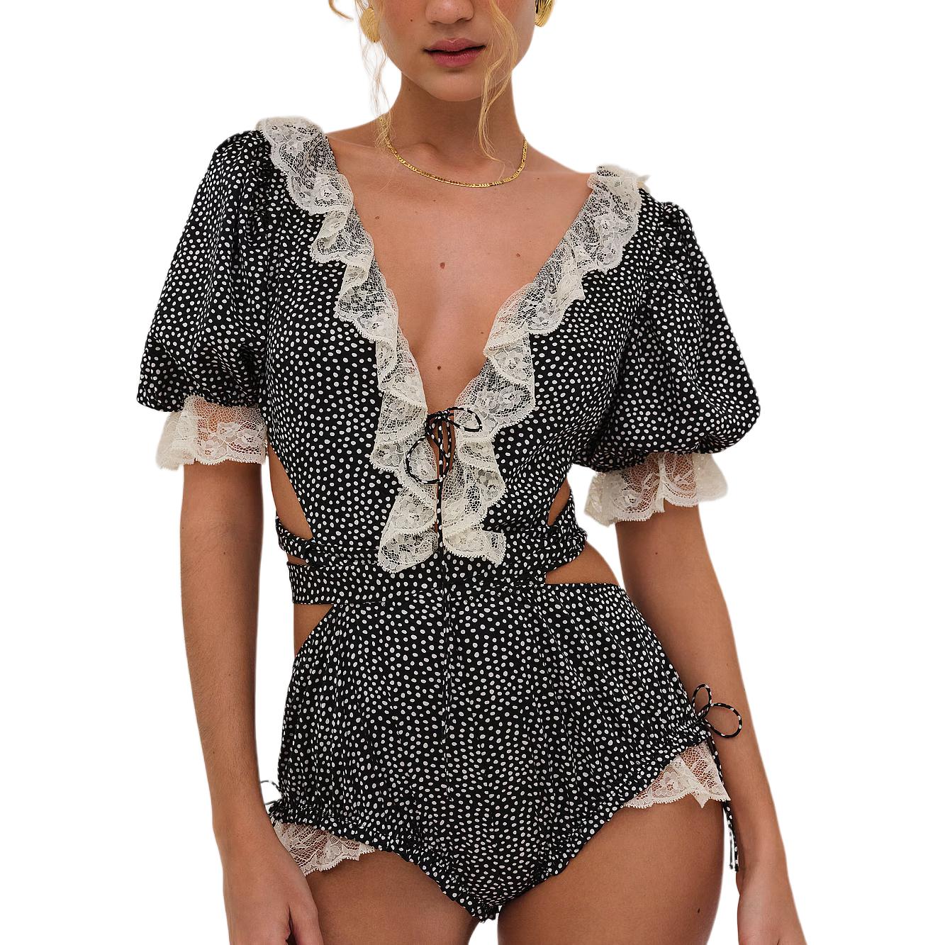 

Victoria's Secret Розовый Evangeline Teddy / Lottie Dot Home Onesies женский черный Dot