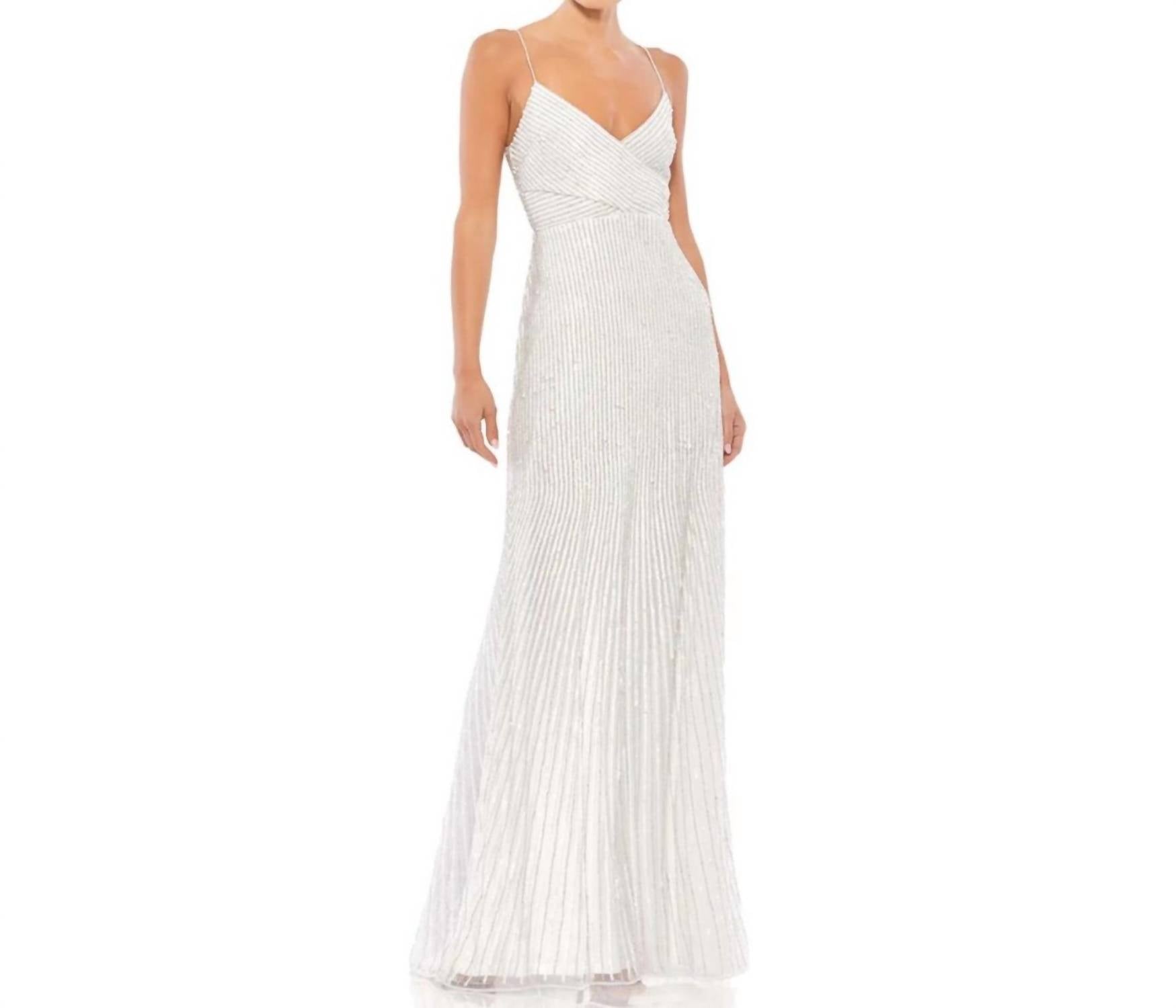 

Жемчужное платье с пайетками на тонких бретелях Mac Duggal, Pearl