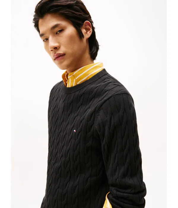 Классический свитер с косами Regular fit Tommy Hilfiger, черный — фото 4