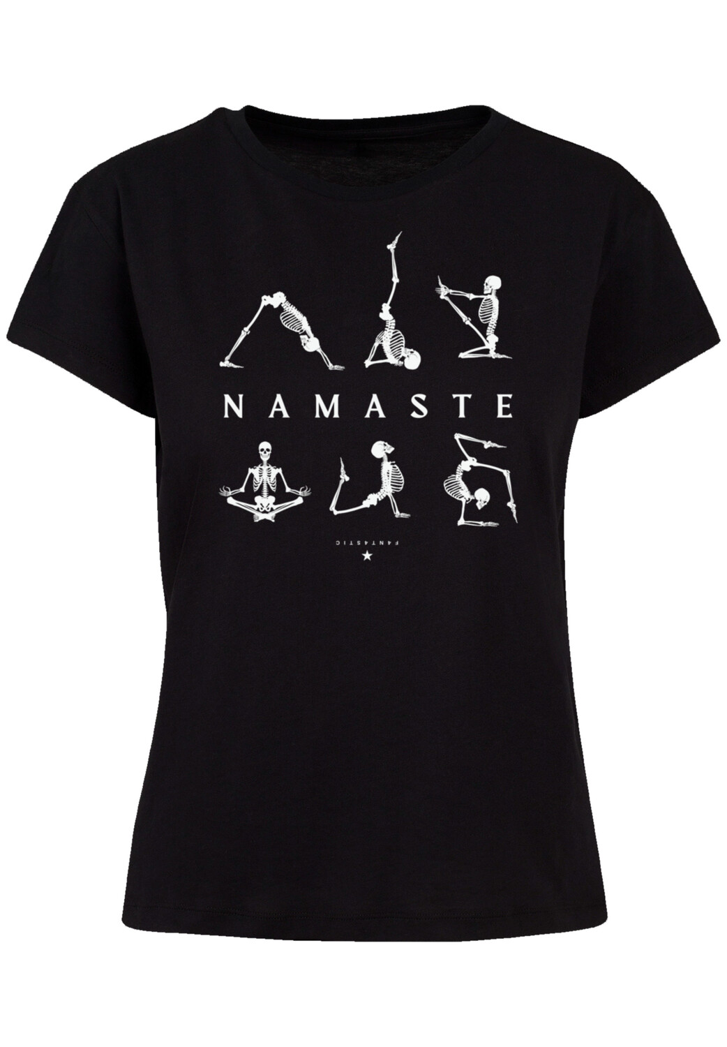 

Футболка F4NT4STIC Ladies Box Tee Namaste Yoga Skelett Halloween, черный