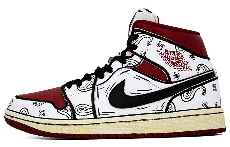 

Кроссовки Air JORDAN 1 Vintage Basketball Shoes Women's Mid-Top Black White Red
