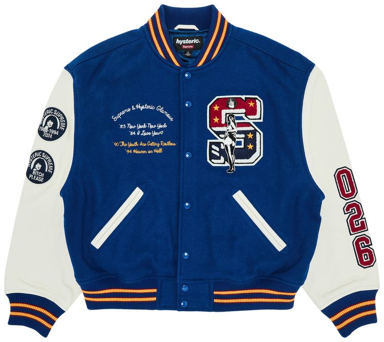 

Куртка Supreme x HYSTERIC GLAMOUR Varsity Jacket 'Blue', синий
