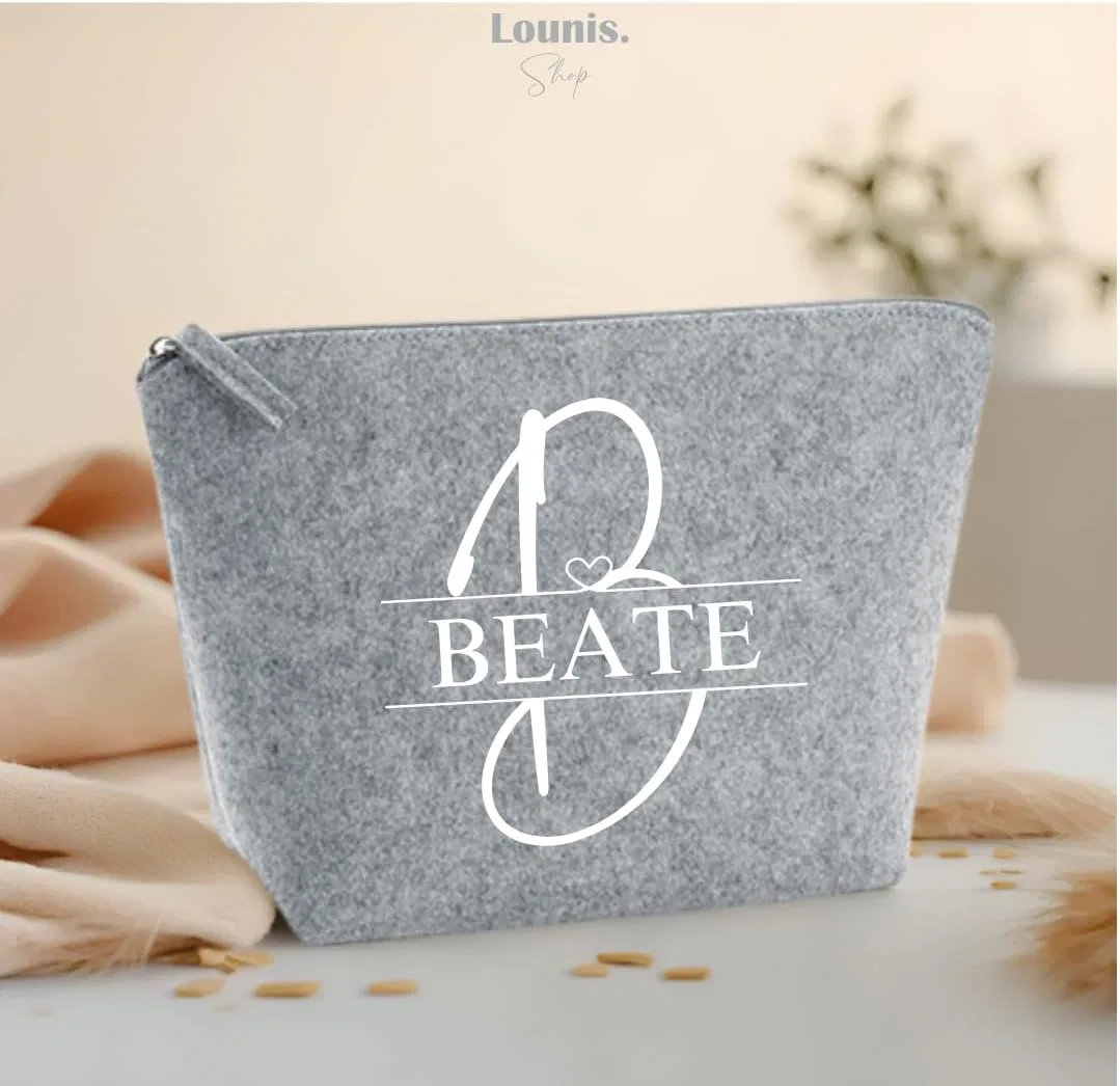 Персонализированная войлочная косметичка с именем Lounis, Lightgrey — фото 3