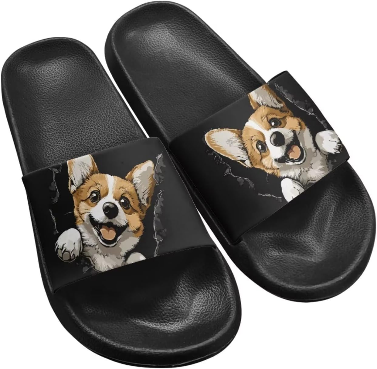 

Унисекс сандалии летние домашние шлепанцы для душа для женщин и девочек, быстро сохнущие шлепанцы Getelinseng, Corgi
