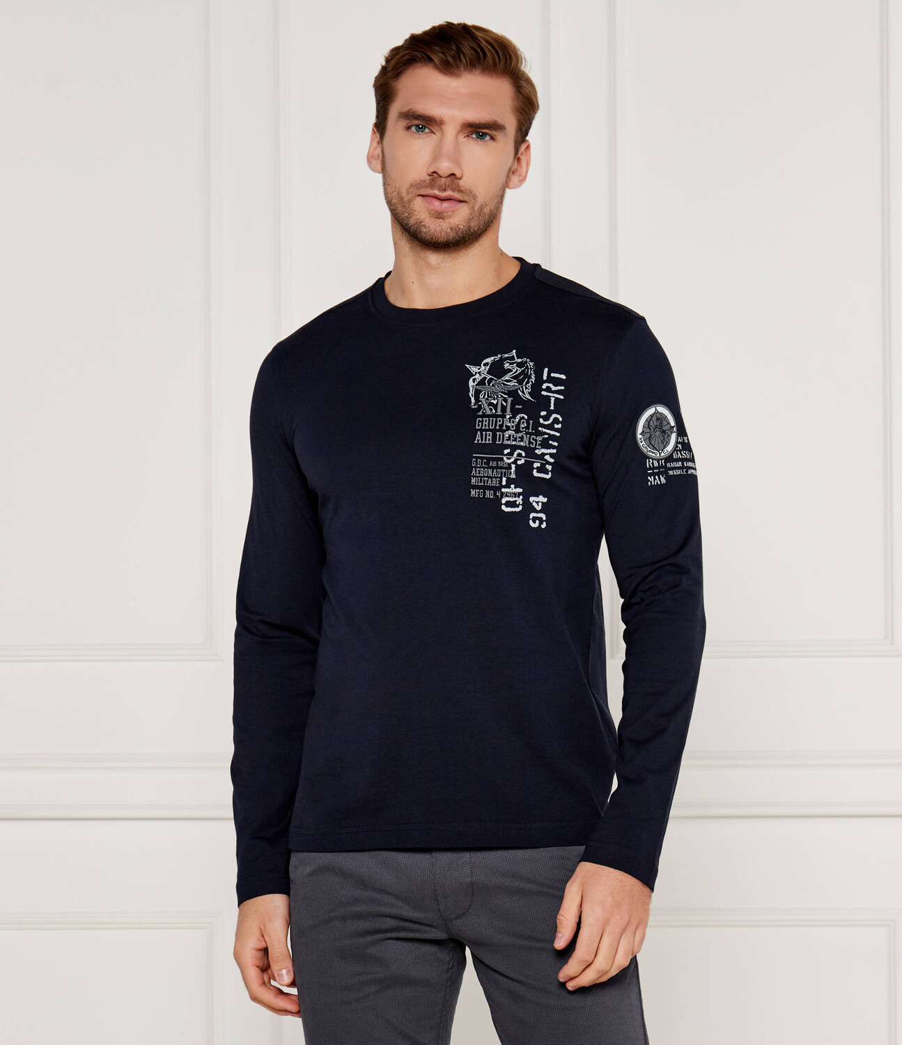 

Лонгслив Aeronautica Militare Regular Fit, темно-синий
