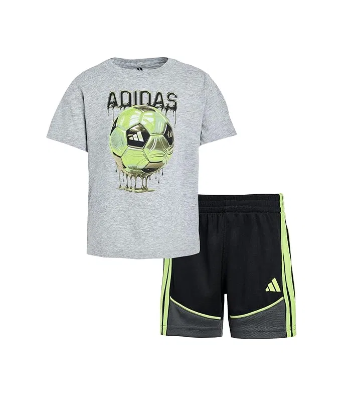 Детский спортивный комплект цветблок Heather Color-Block Shorts Set Adidas Kids, Crystal Sky