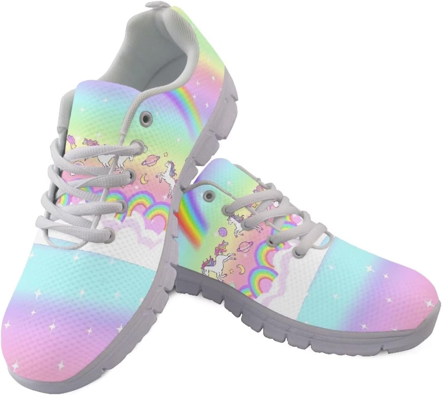 

GETELINSENG Хэллоуин кроссовки для бега, прогулок и походов, мужские стильные кроссовки на шнуровке, легкие для тенниса и спортивных тренировок, Unicorn Rainbow