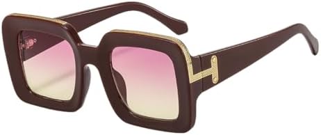 

Крупные солнцезащитные очки для женщин, модные квадратные очки с градиентным переходом, толстые солнцезащитные очки для женщин с защитой от УФ-излучения UV400 MTZJH, Red Pink Yellow