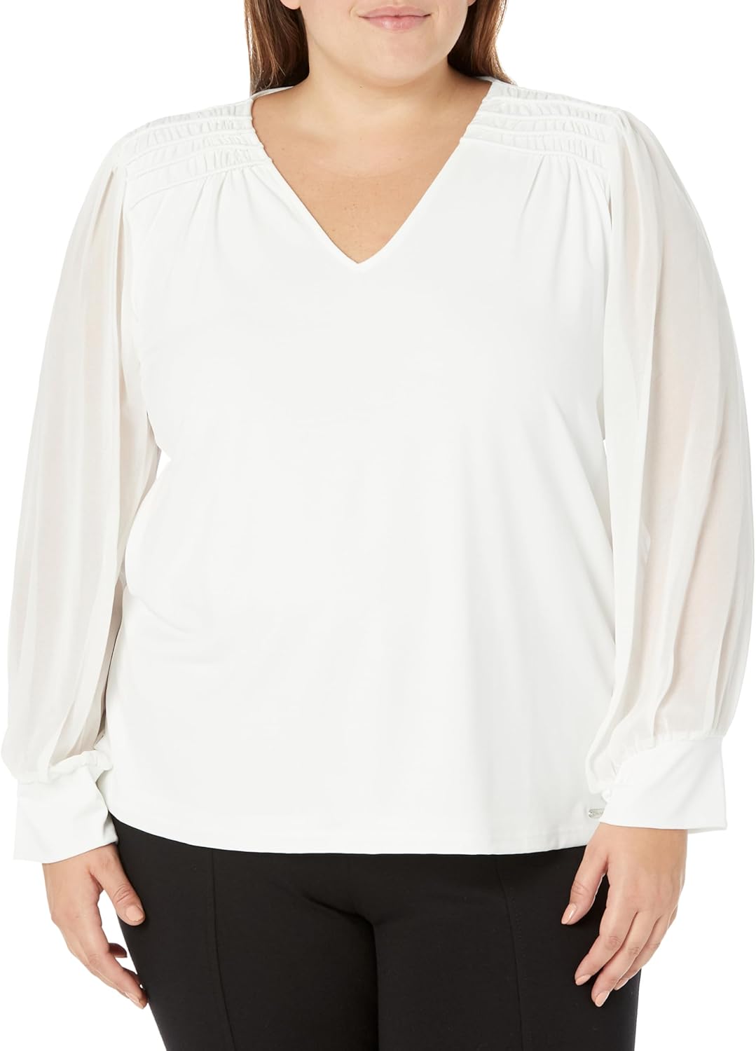 

Женская футболка Calvin Klein больших размеров с декоративным узором, Soft White, Белый, Женская футболка Calvin Klein больших размеров с декоративным узором, Soft White