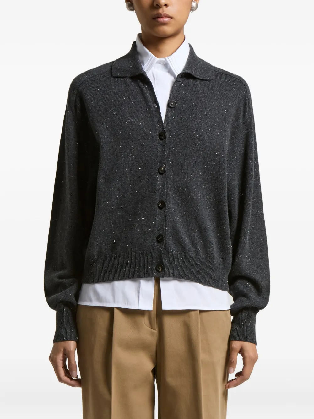 

Кардиган в мелкую точку с воротником Peserico, серый