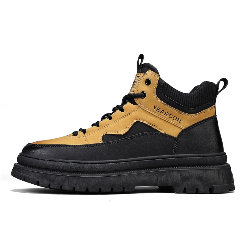 YEARCON Мужские ботинки Martin - черно-коричневые с желтым, цвет Black/Brown Yellow — фото 3