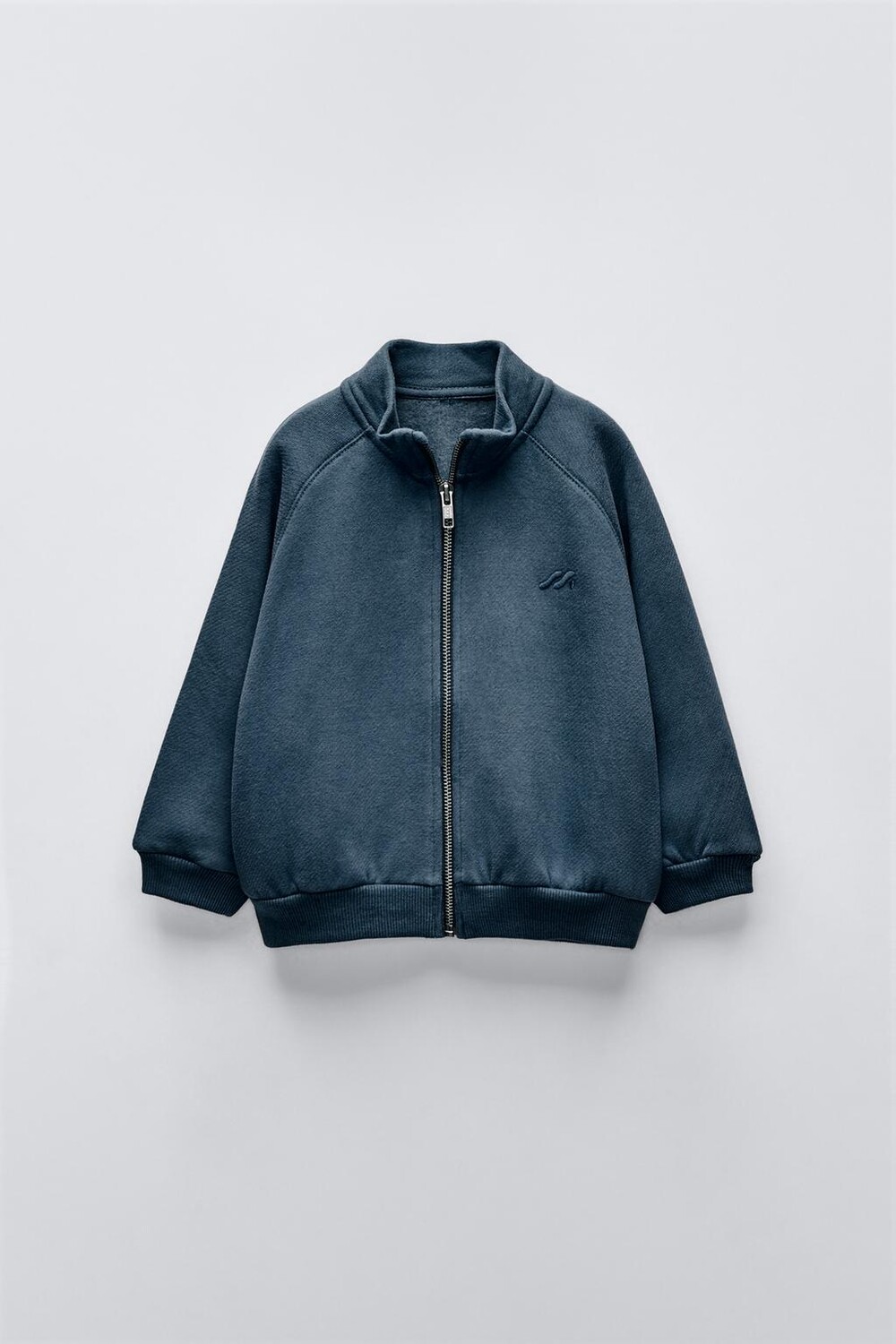 

Толстовка с вышивкой и молнией ZARA, темно-синий