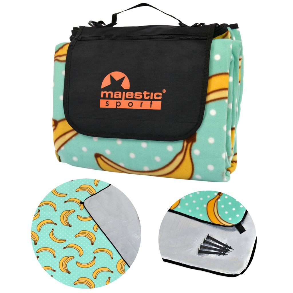 

Одеяло для пикника Majestic Sport XXL 200x200 см, утепленное, с водонепроницаемой изнанкой, с ручкой для переноски, складное пляжное одеяло, походное одеяло, банан., желтый