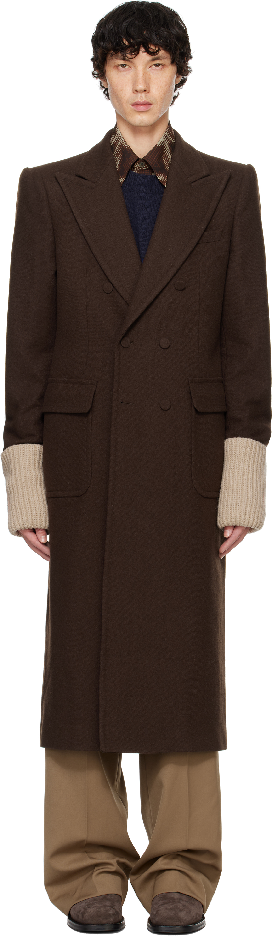 

Шерстяное пальто Dries Van Noten, коричневый