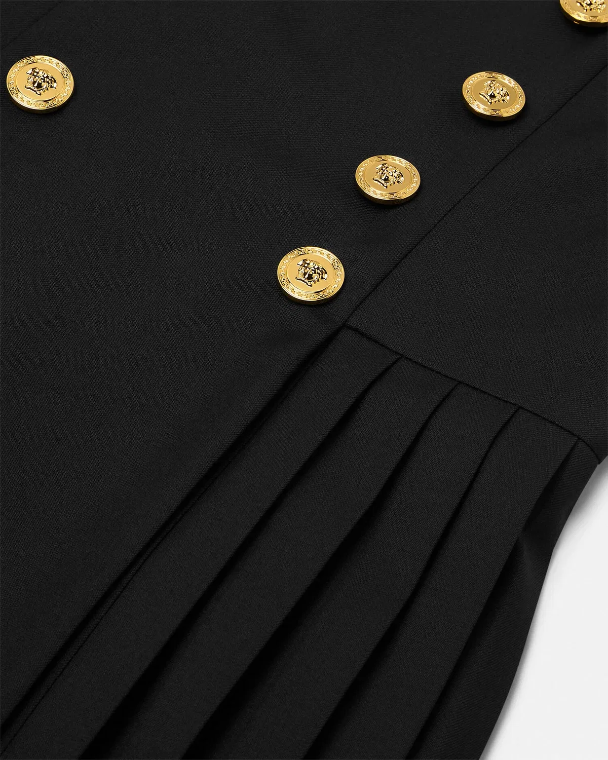 Детское платье из шерстяной смеси с plisировкой Versace, черный — фото 4